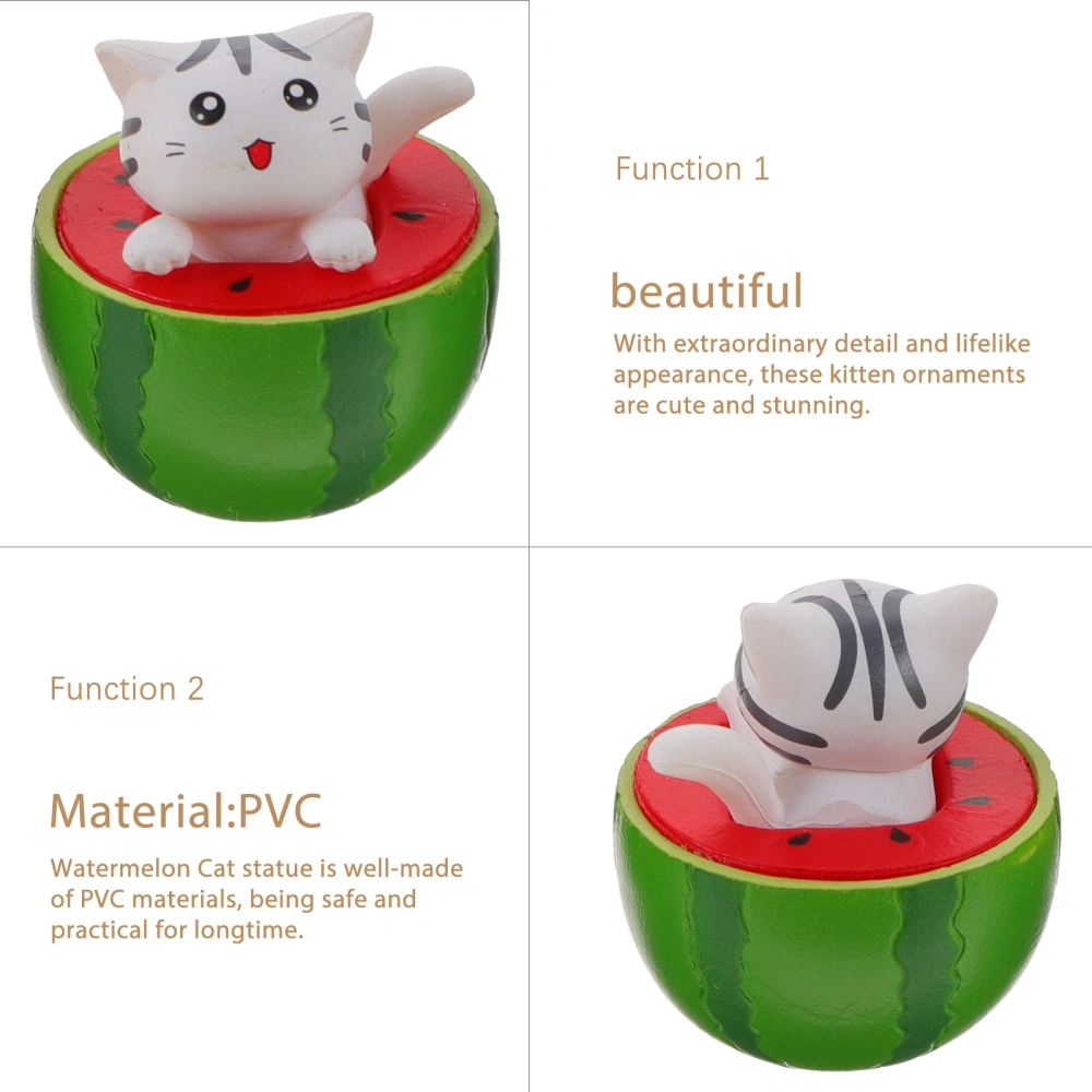 4pcs Watermelon Cat Ornament Cat  Gardening Decorations Landscaping Desktop Dolls