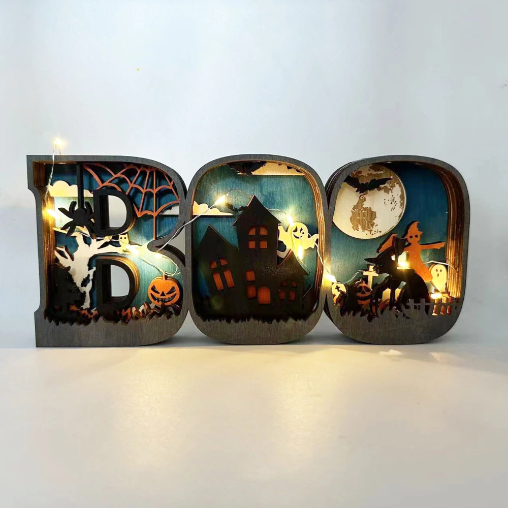 Halloween Table Decoration Table Centerpiece Wood Sign Table Decor for Halloween Home Decoration