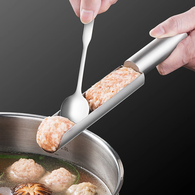 1 Set Kitchen Meatball Maker Stainless Steel DIY Meat Baller with Spoon