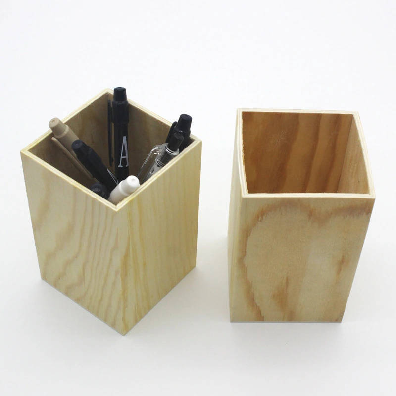 2pcs Wooden Pen Container Stationery Container Tabletop Utensil Holder Organizer