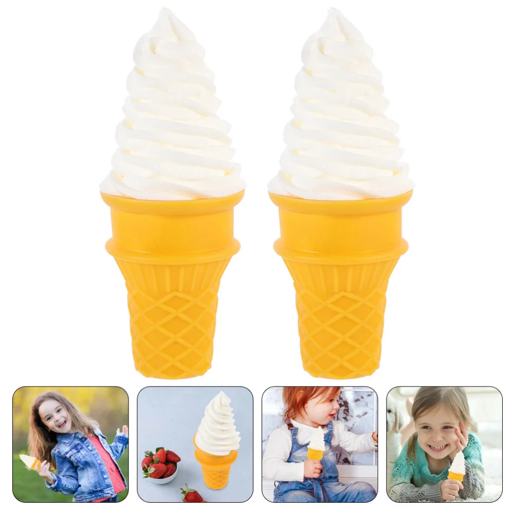 3Pcs Artificial Ice Cream Cone Model Fake Ice Cream Cone Prop Simulation Imitation Fake Food Model