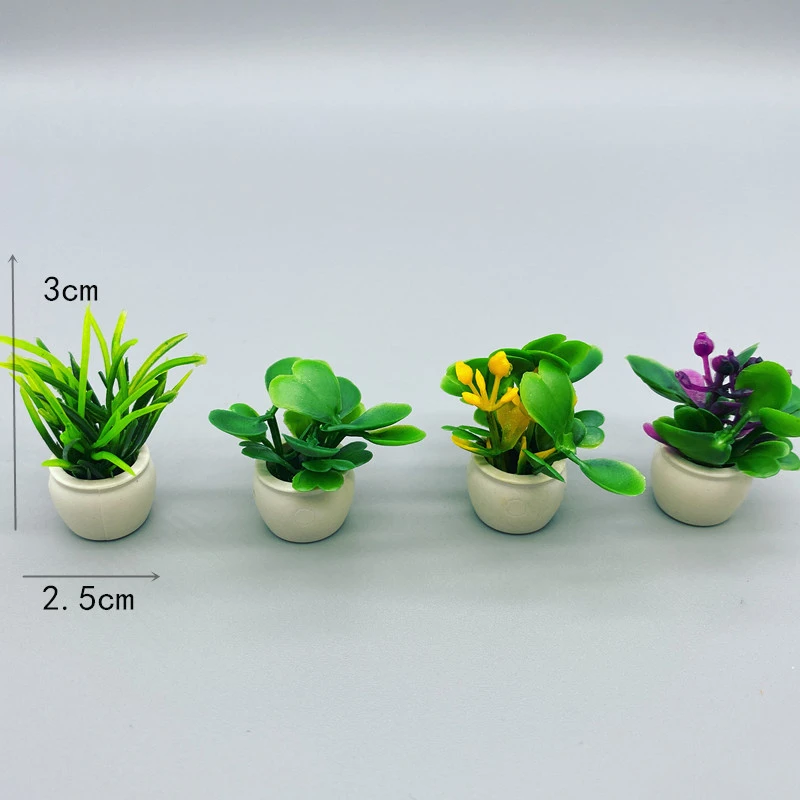 8pcs Miniature Plants Tiny House Mini Potted Plants Mini House Ornament Table Decorations