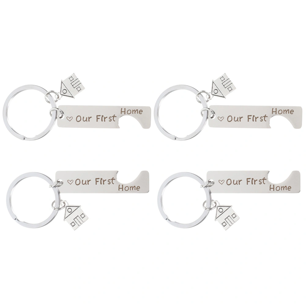 4pcs New House Keychains Our First Home Keychain Housewarming Gift Key Ring Pendants