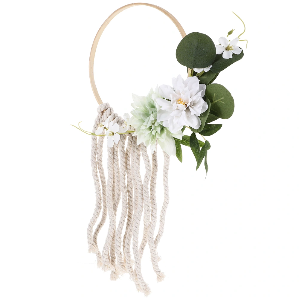 Woven Macrame Wreath Pendant Artificial Wreath Leaves Wreath Party Wreath for Wedding