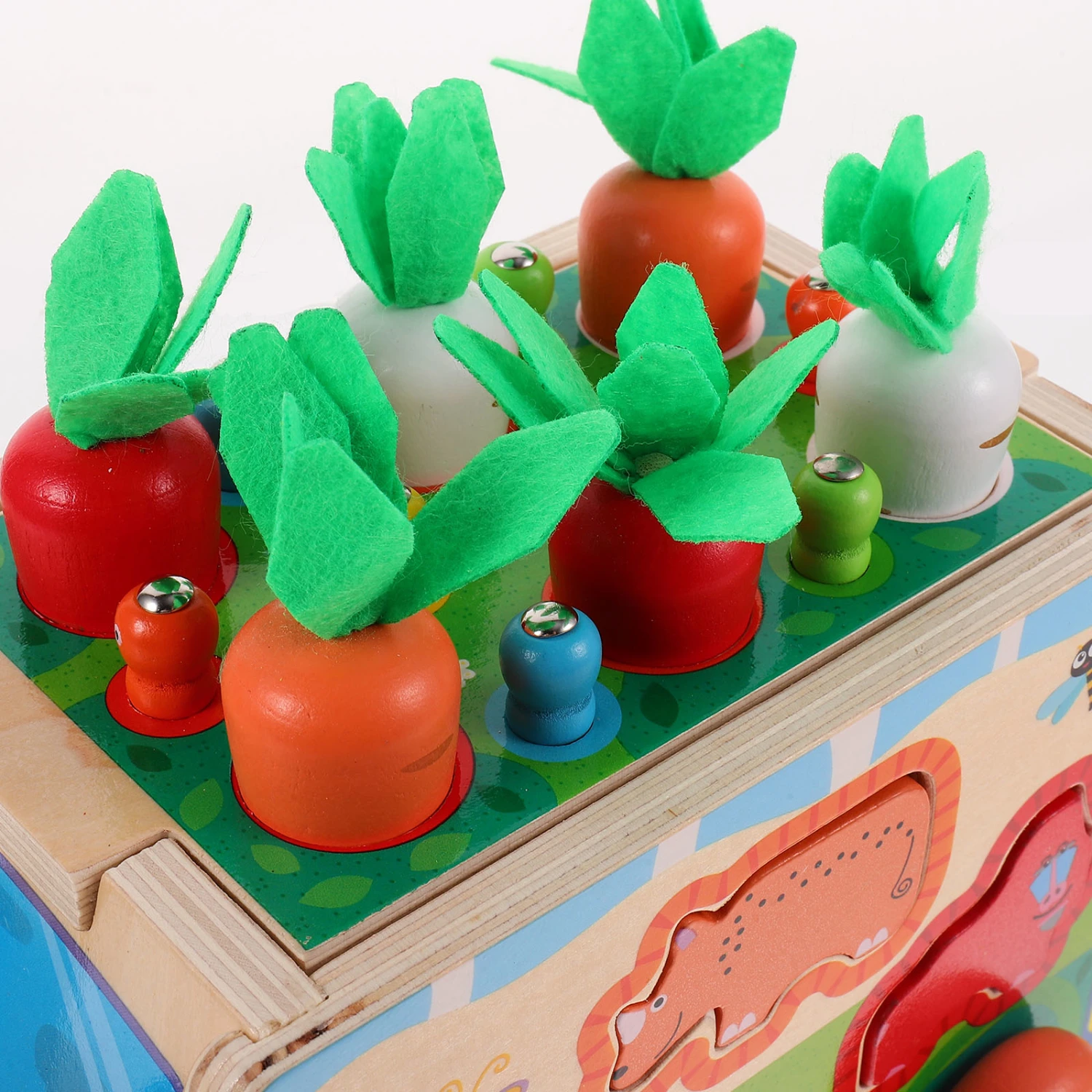 1 Set of Montessori Wooden Toys for Toddler Educational Toys Farm Fruits Animals Shape Sorting Toys Carrot Harvest Game Toys