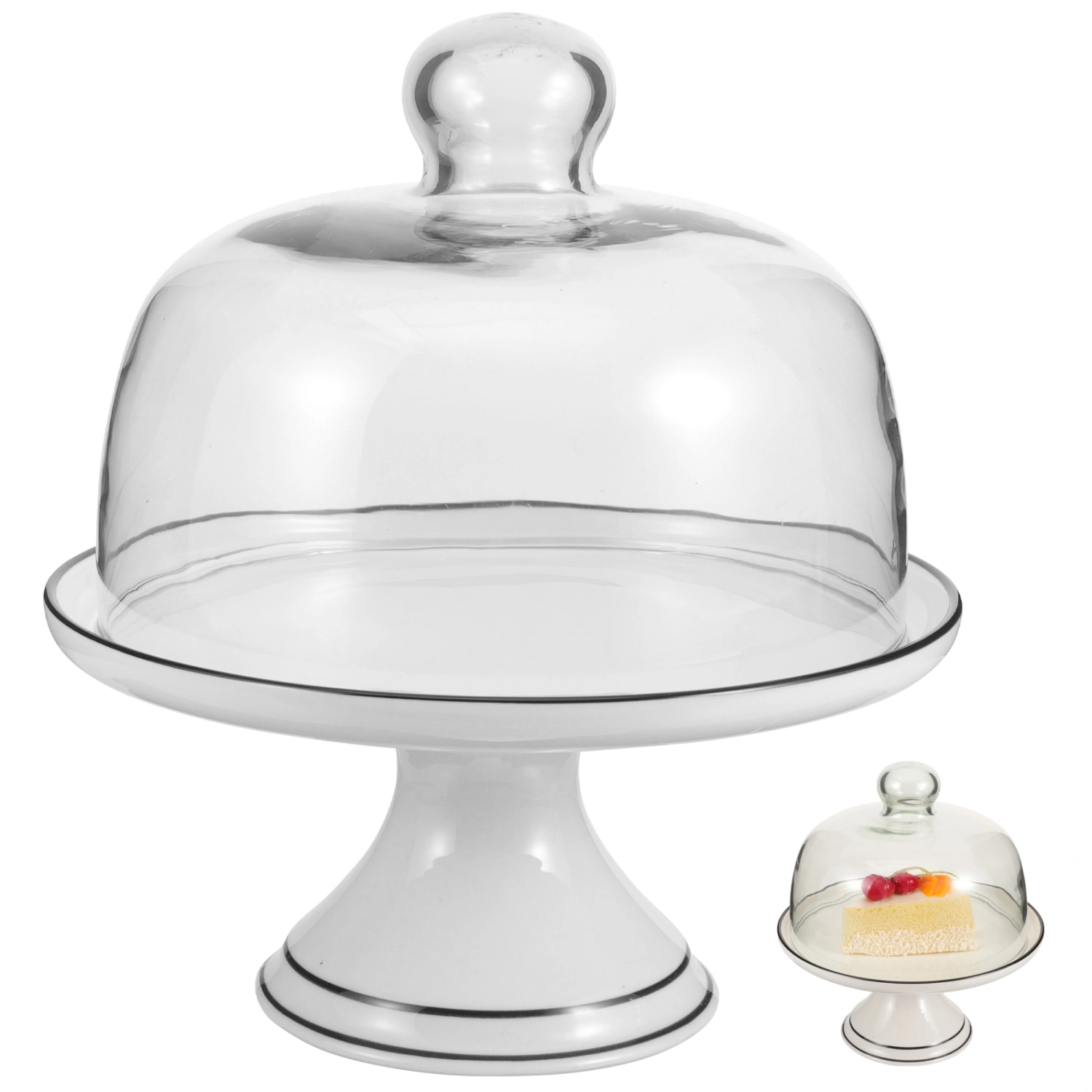 Cake Stand Party Cupcake Holder with Dome Cover Dessert Serving Platter for Birthday Wedding