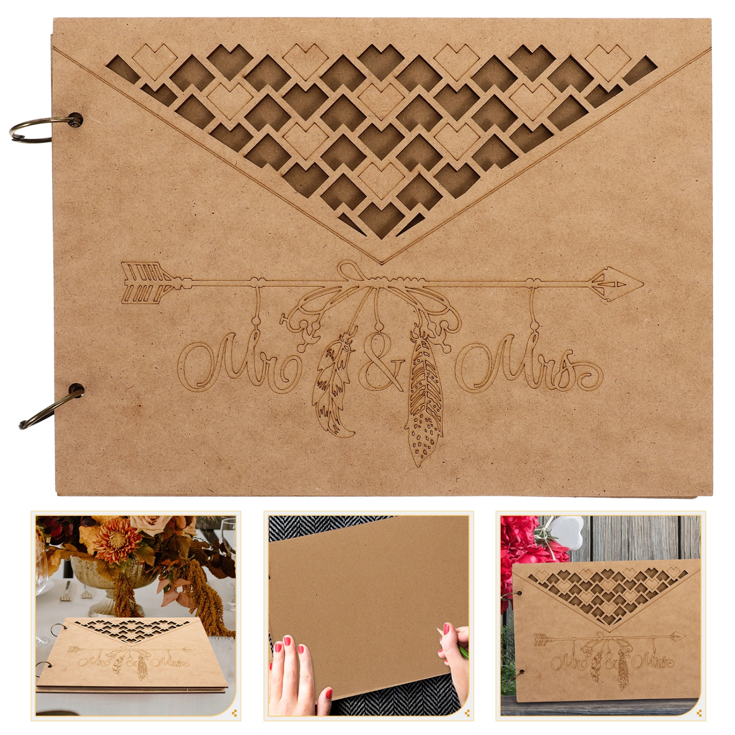 Rustic Wedding Guest Book Attendance Book Party Supply Guest Signature Book (30 Pages)