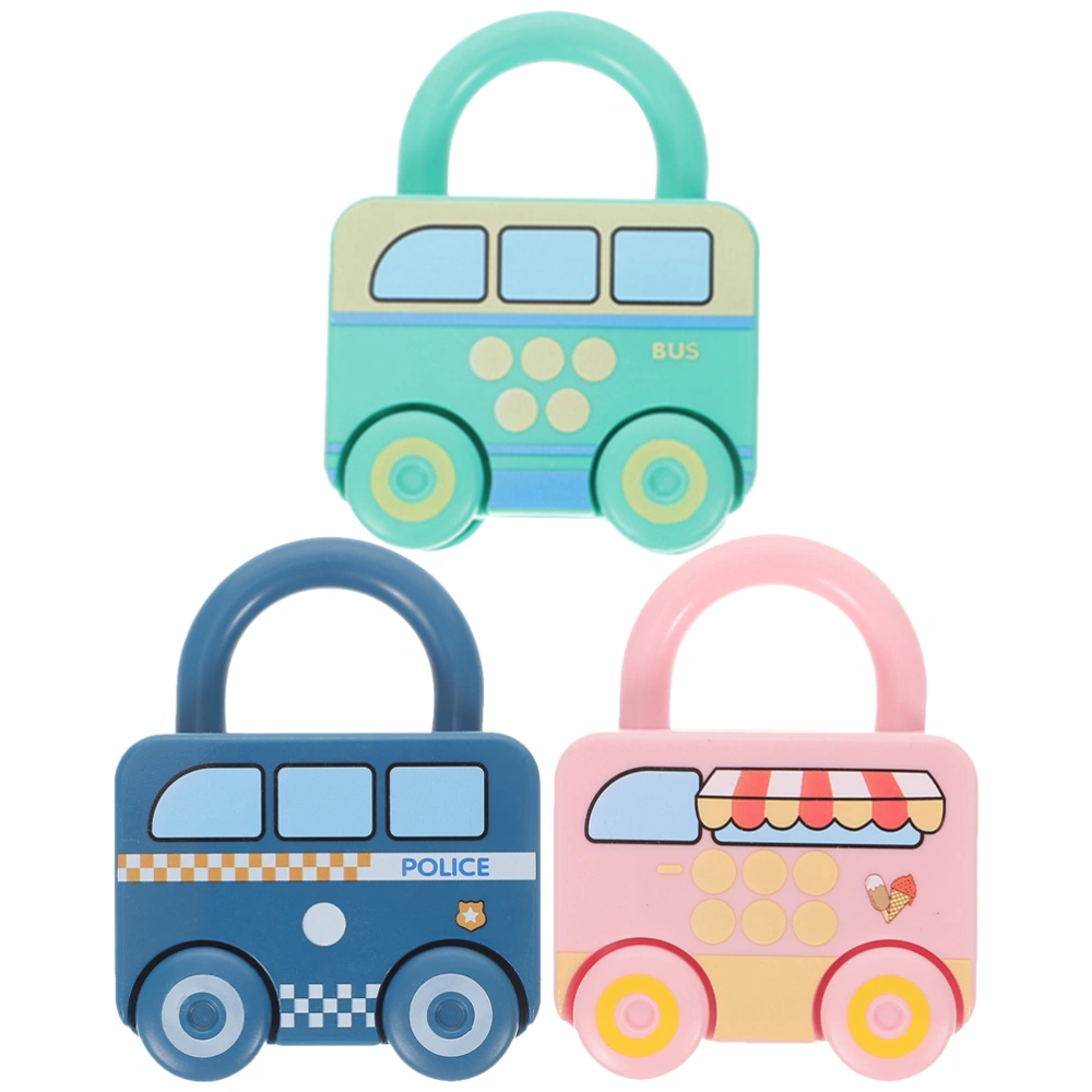 3Pcs Kids Matching Unlock Toy Educational Lock and Key Car Toy Preschool Toy