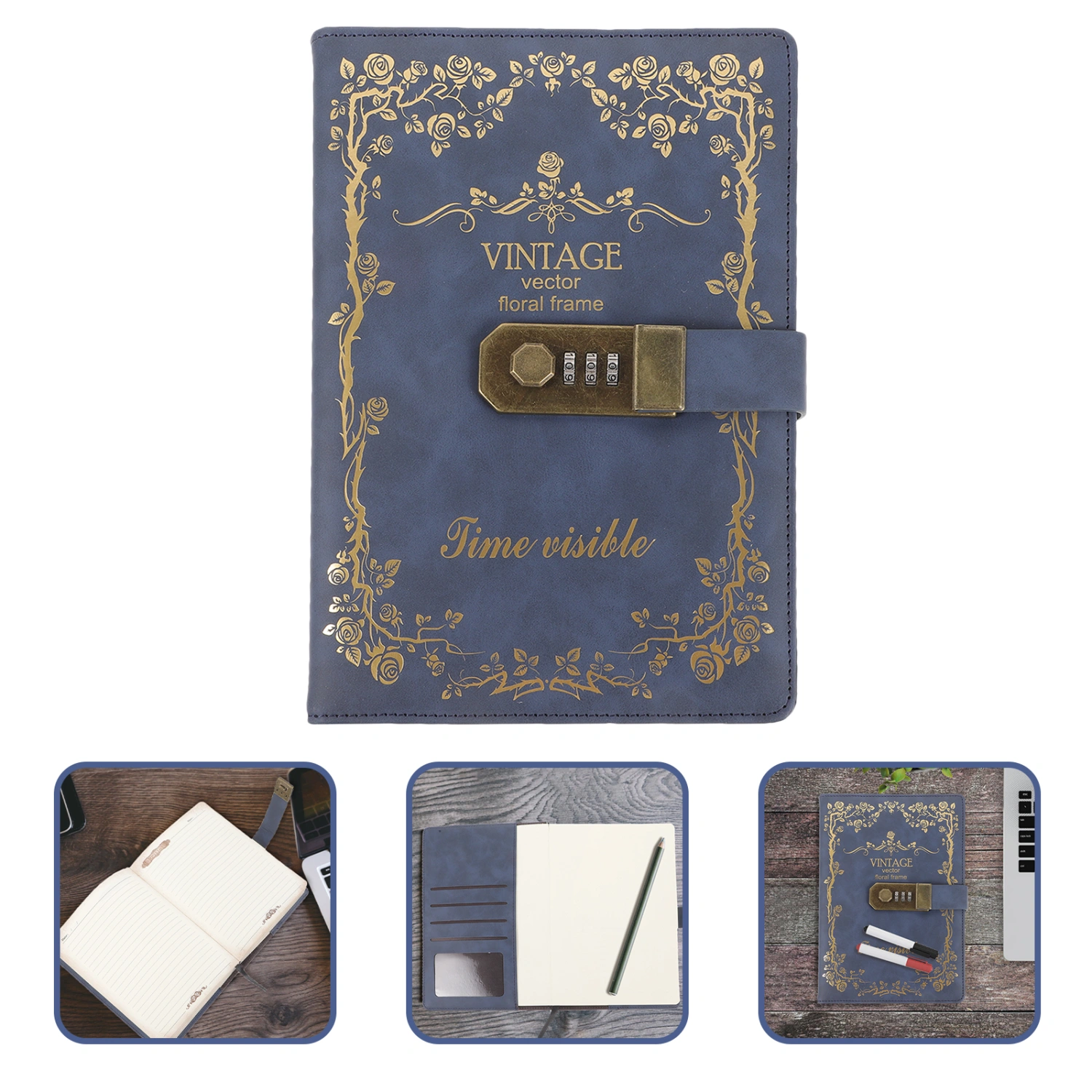 Vintage Notebook Multi-function Notepad Business Writing Journal Notebook with Lock