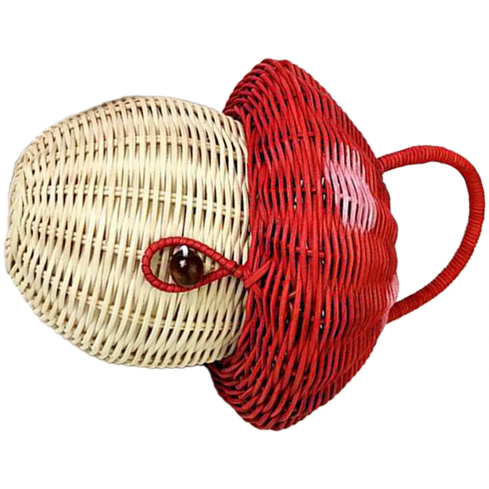 Rattan Handbag Candy Storage Basket Mushroom Woven Basket Handbag Decor for Photography Prop