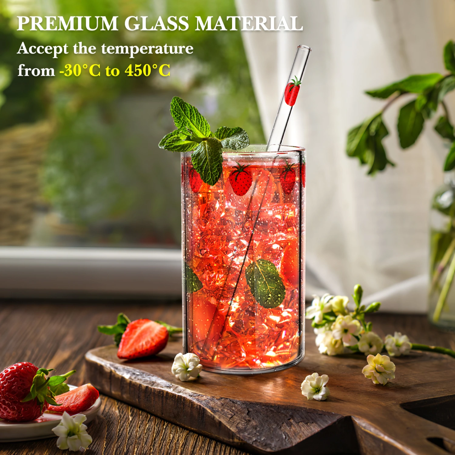 4 Sets of Clear Compact Straw Cup Strawberry Water Bottle Transparent Straw Bottle Home Supply