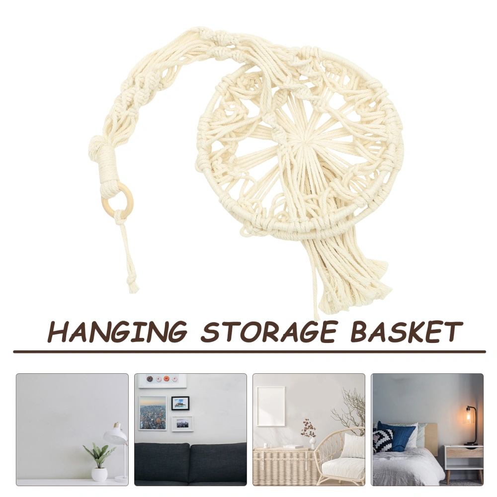 Macrame Hanging Fruit Basket Multi-function Vegetable Basket Handwoven Hanging Storage Basket