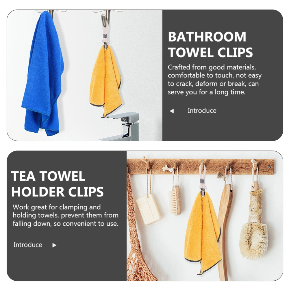 6Pcs Hanging Tea Towels Clip Kitchen Bathroom Towels Clips Towels Hanger with Hanging Loop