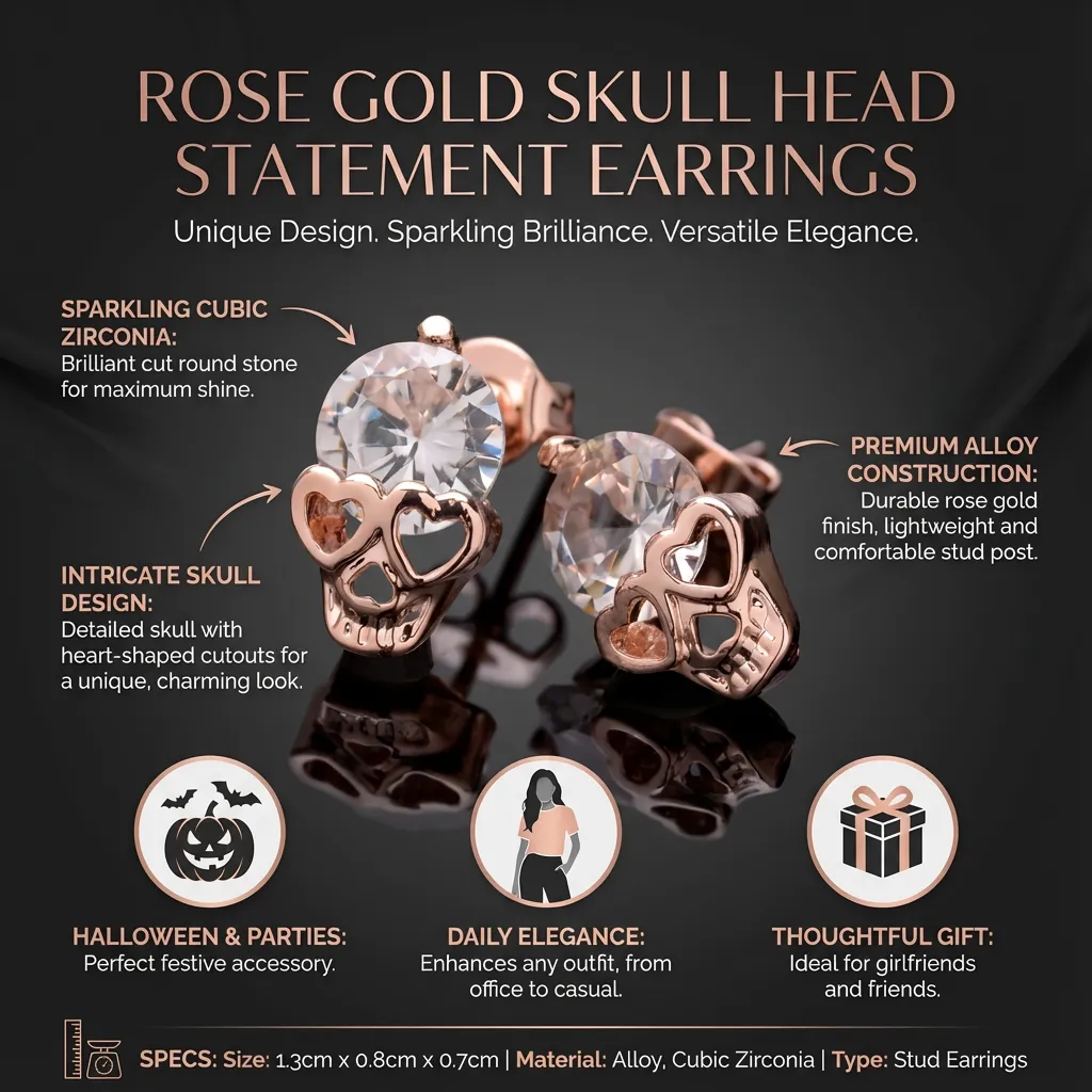 1 Pair Skull Head Earrings Women Earrings Stud Earrings Decorative Stud Earrings