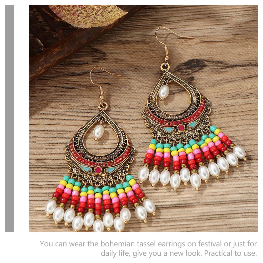 1 Pair Bohemian Earrings Tassel Earrings Decorative Tassel Earrings Women Vintage Earrings