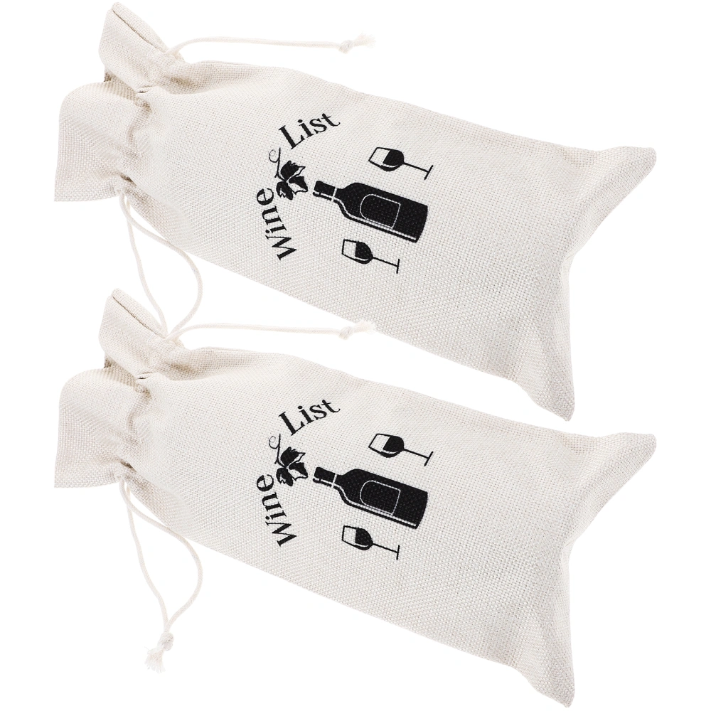 2pcs Cotton Linen Wine Bags Wine Bottle Bags Wine Gift Bags with Drawstring for Party