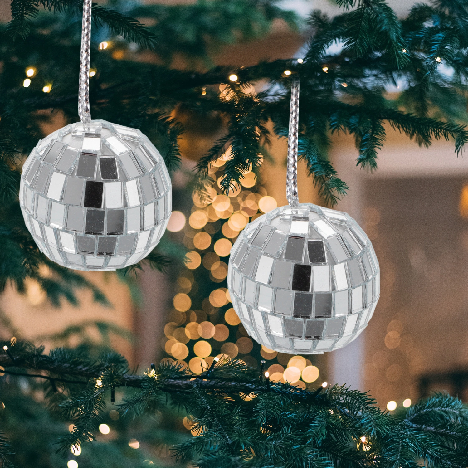 12 pcs Silver Disco Balls Hanging Glass Mirror Disco Balls Disco Hanging Ornament Balls