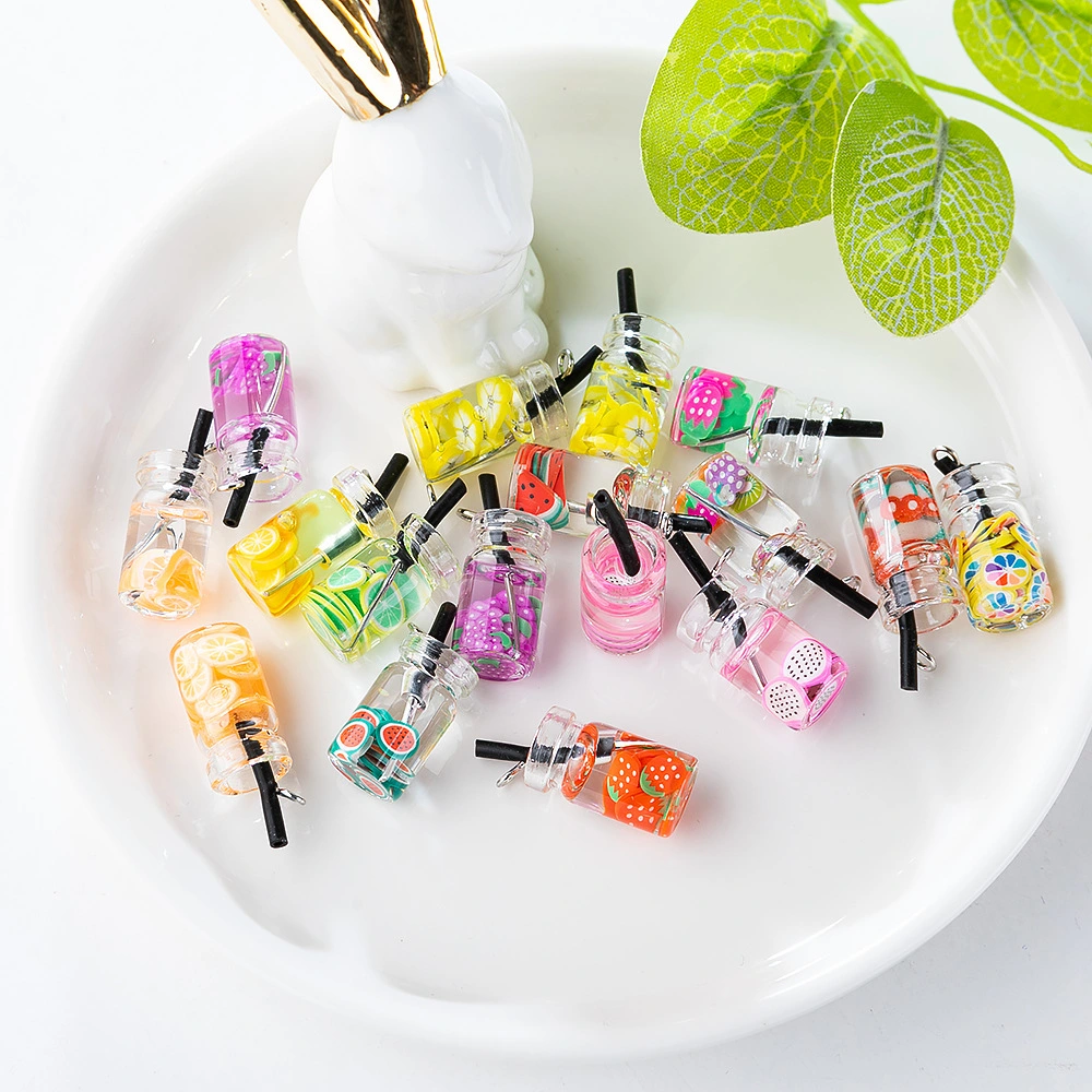 40Pcs Mini Bottle Charms Pendants Fruit Drinks Cups DIY Charms Jewelry Making Drinks Charms