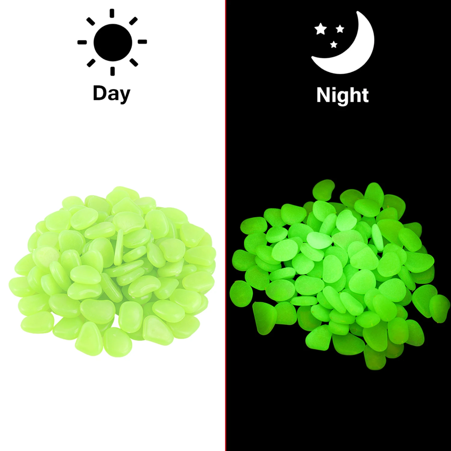 200pcs Luminous Stones Glow In The Dark Pebbles for Indoor and Outdoor Fish Tank Decor
