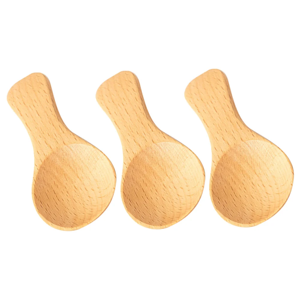 3pcs Food Spoons Wooden Children Soup Spoons Ice Cream Spoons Wooden Rice Scoops