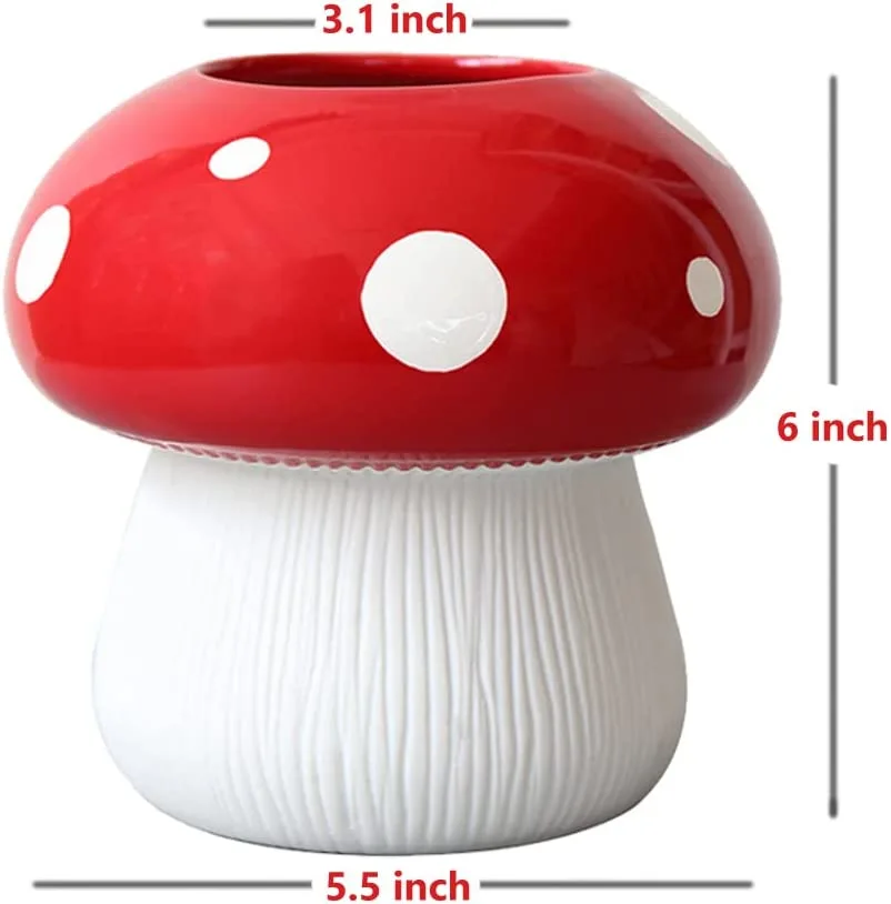 Desktop Ceramic Vase Mushroom Shape Vase Flower Arranging Dried Flower Vase Pen Holder