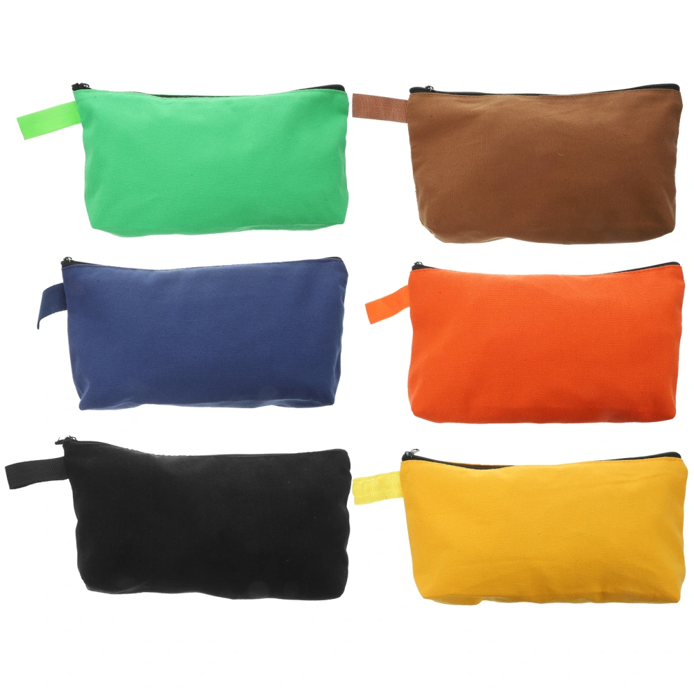 6pcs Tool Bag Zipper Closure Tool Storage Bag Canvas Zipper Storage Pouch Case