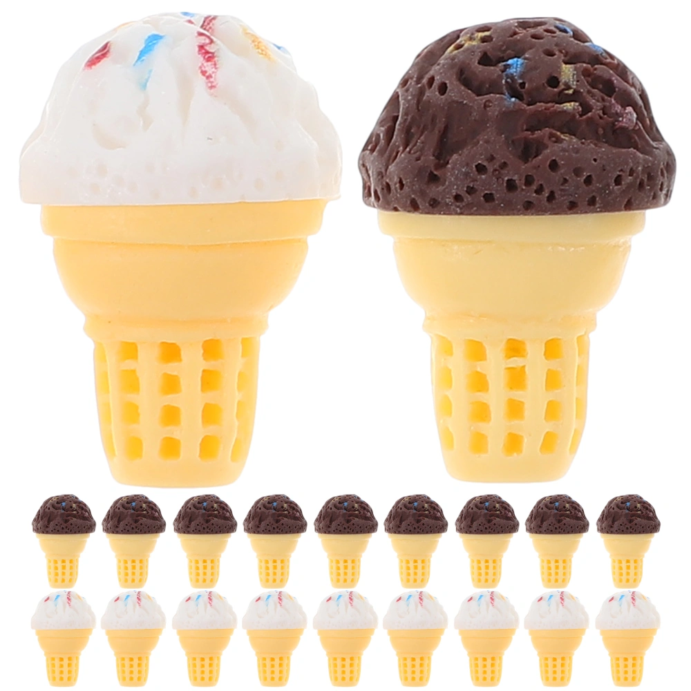 20pcs Doll House Miniature Ice Cream Mini Ice Cream Cone Decoration for DIY Accessories Phone Case Decoration