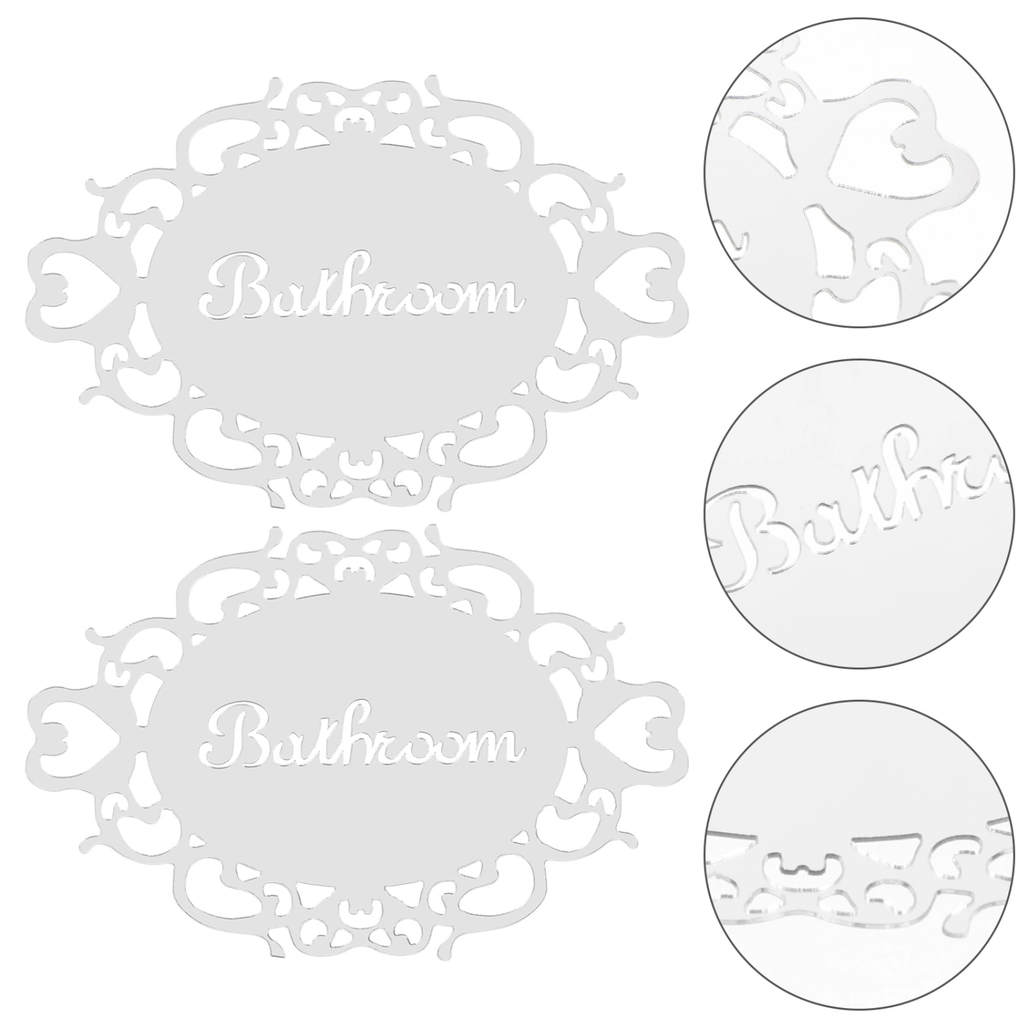 2pcs Acrylic Bathroom Signs Restroom Decor Restroom Signs Self-adhesive Bathroom Sign