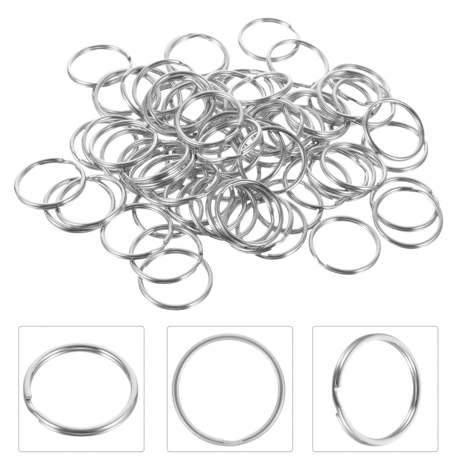100pcs Key Rings Stainless Steel Round Keychain Ring Car Keys DIY Attachment