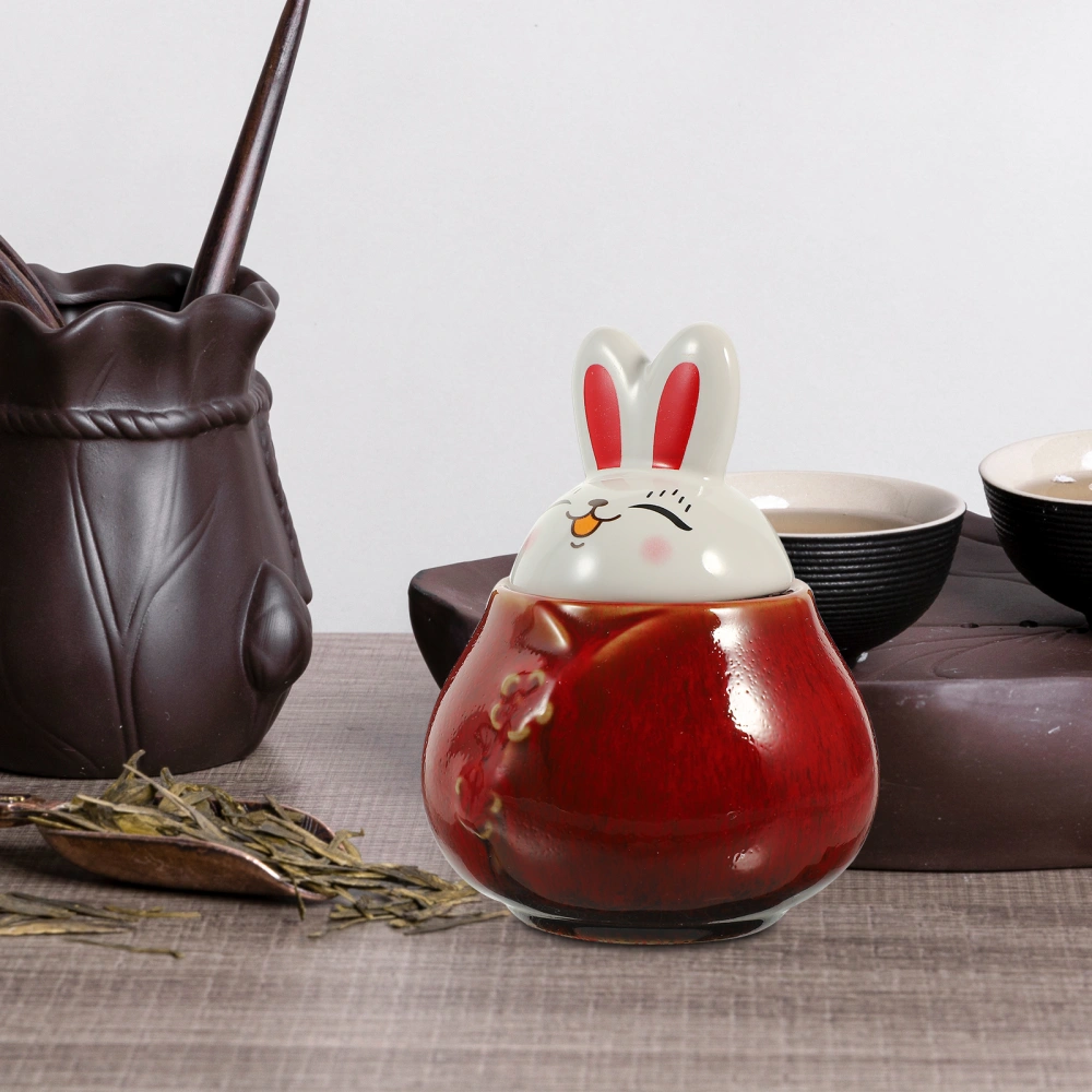 Ceramic Jar Bunny Shape Ceramic Cookie  Jar Kitchen Tea Canister Food Storage Jar