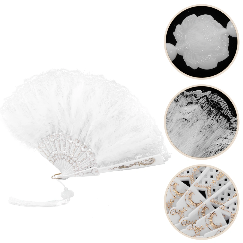 Plume Fan Vintage Style Hand Fan Costume Party Hand Fan Dancing Folding Fan Decor