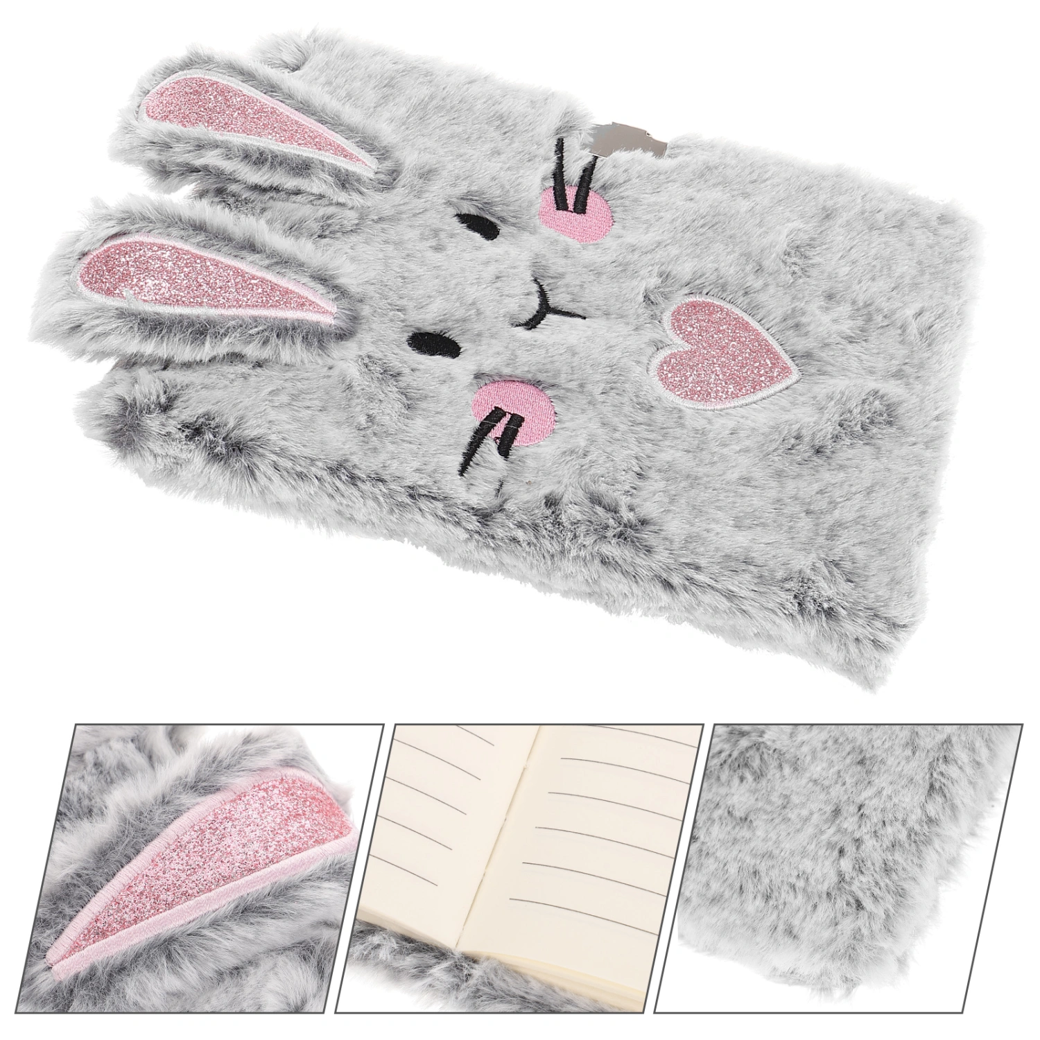 Lovely Bunny Notepad Daily Use Writing Book Cartoon Plush Cover Notepad for Girl