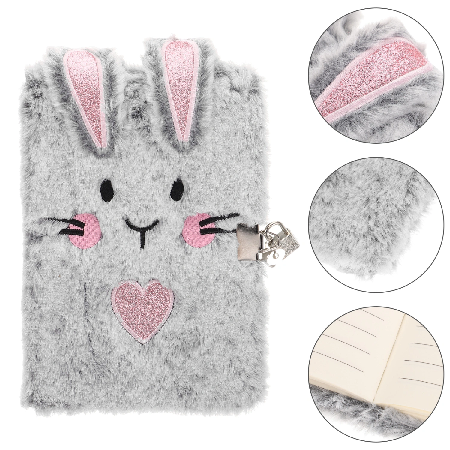 Lovely Bunny Notepad Daily Use Writing Book Cartoon Plush Cover Notepad for Girl
