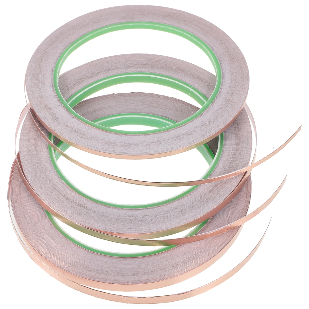 3 Rolls Copper Foil Tape Copper Conductive Tape Adhesive Copper Tape for Electrical Repair