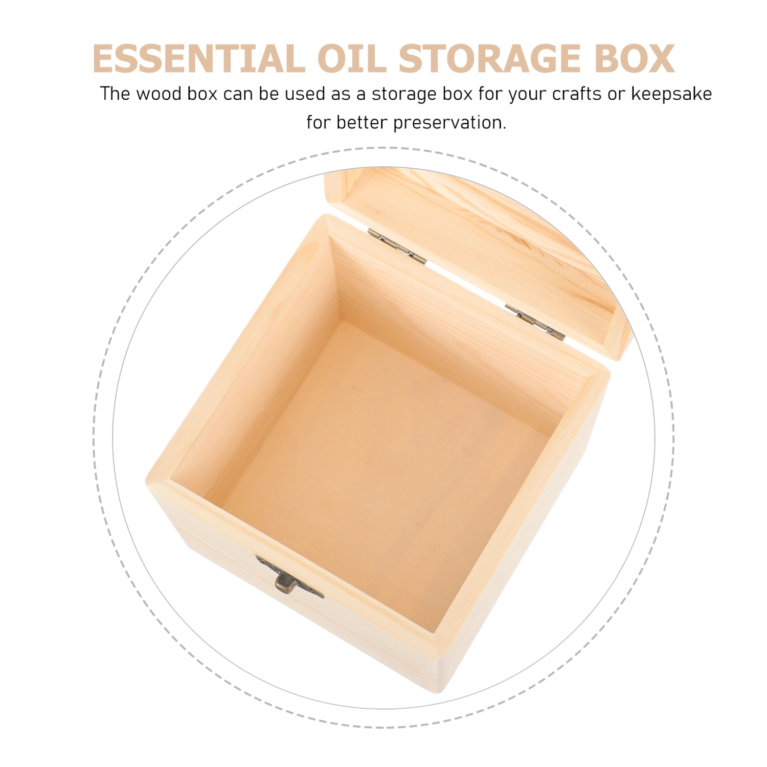Wood Box Unpainted DIY Box Hinged Lid Trinket Box Essential Oil Bottle Wood Box