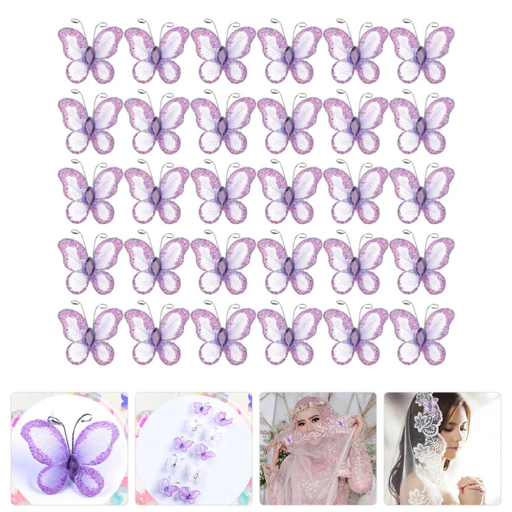 60pcs Mesh Butterflies 3D Butterflies Craft Butterflies Wall Decorations Party Decors