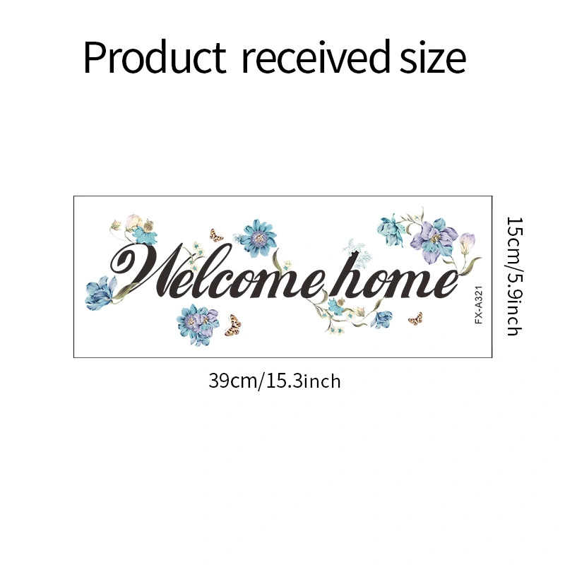 4 Sets of Welcome Sticker for Front Door Wall Lettering Floral Pattern Wall Sticker for Bedroom Living Room