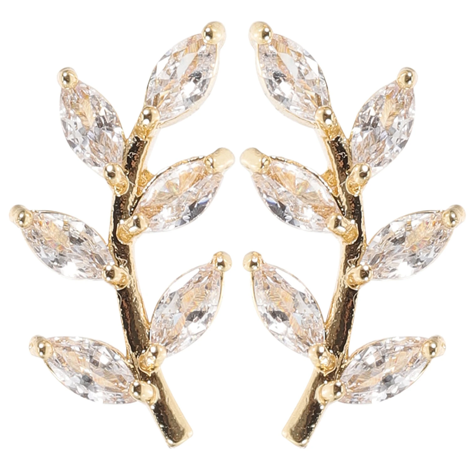 1 Pair Leaf Earrings Zircon Earrings Stud Earrings Trendy Earrings Decorative Earrings