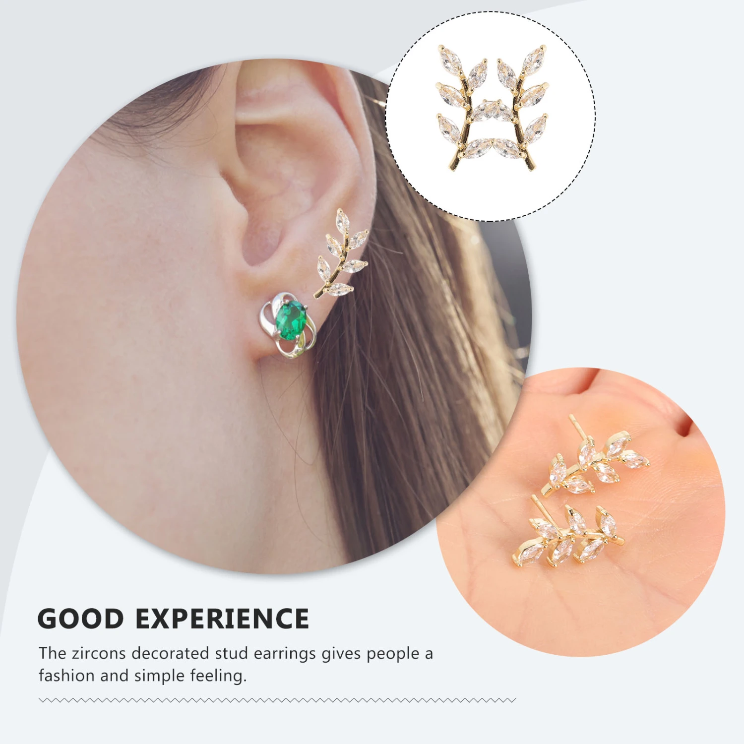 1 Pair Leaf Earrings Zircon Earrings Stud Earrings Trendy Earrings Decorative Earrings