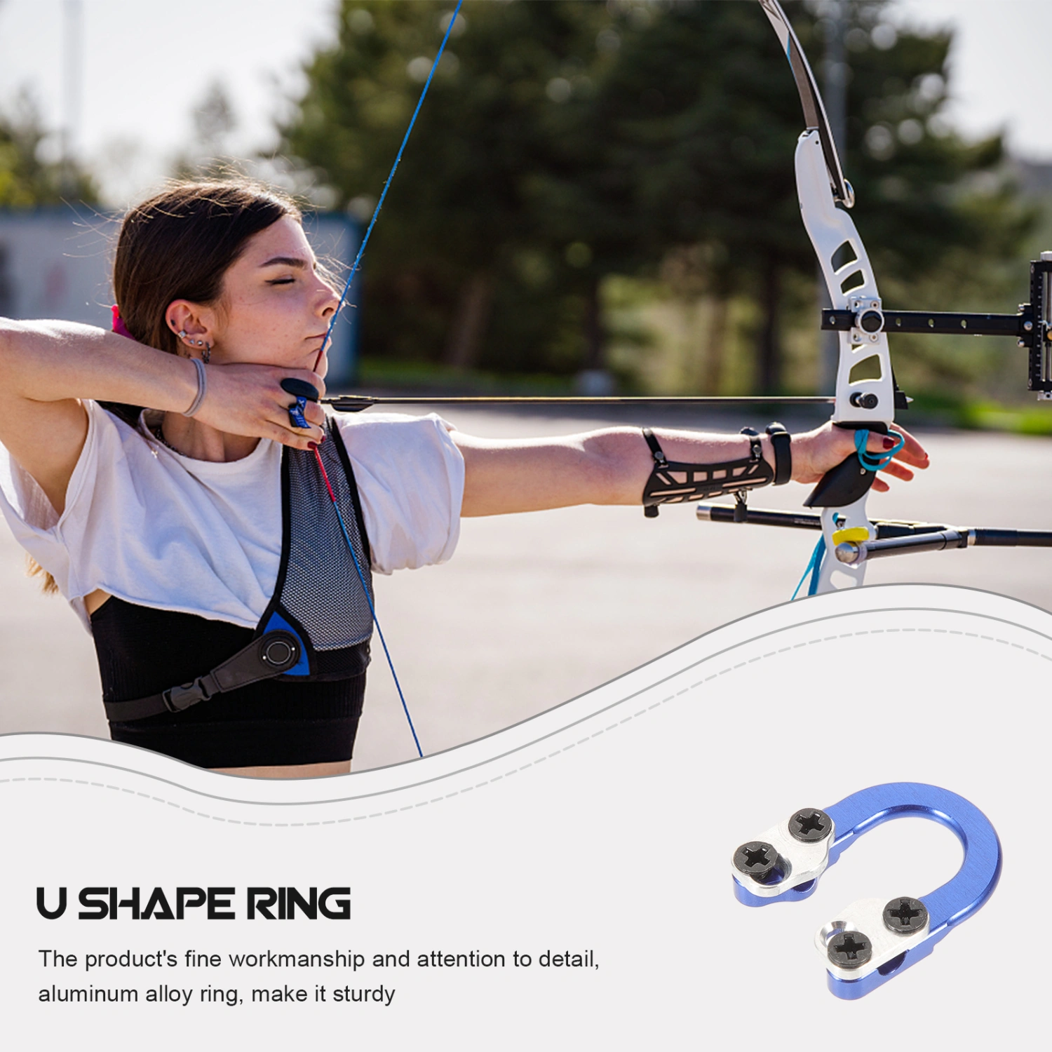 1 Set of Bow Composite Bow Buckle Metal U Shape Ring Bow Shooting U Shape Ring Part
