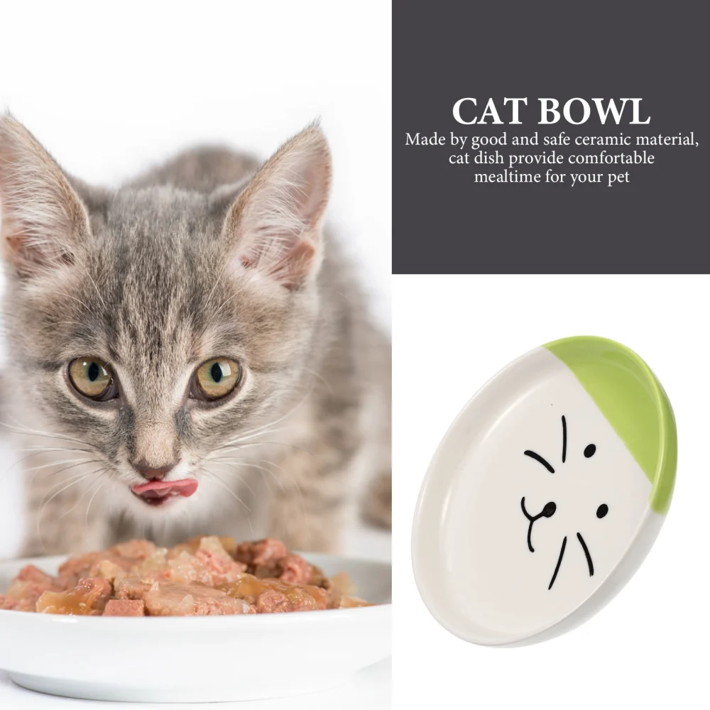 2pcs Household Cat Plate Indoor Ceramic Dog Plate Indoor Cat Food Bowl Ceramic Cat Dish