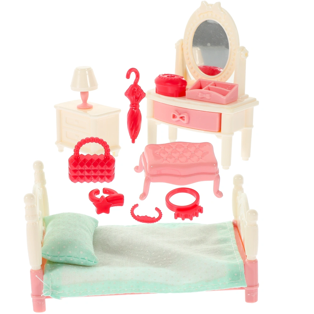 1 Set of Doll House Simulation Furniture Model Mini Bedroom Layout Prop Doll House Accessory