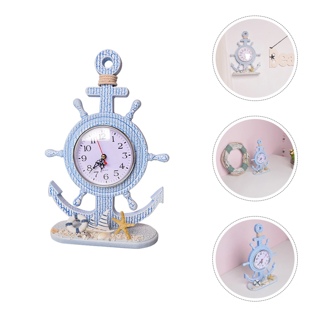 Nautical Clock Hanging Wood Clock Mediterranean Style Clock Decor for Living Room