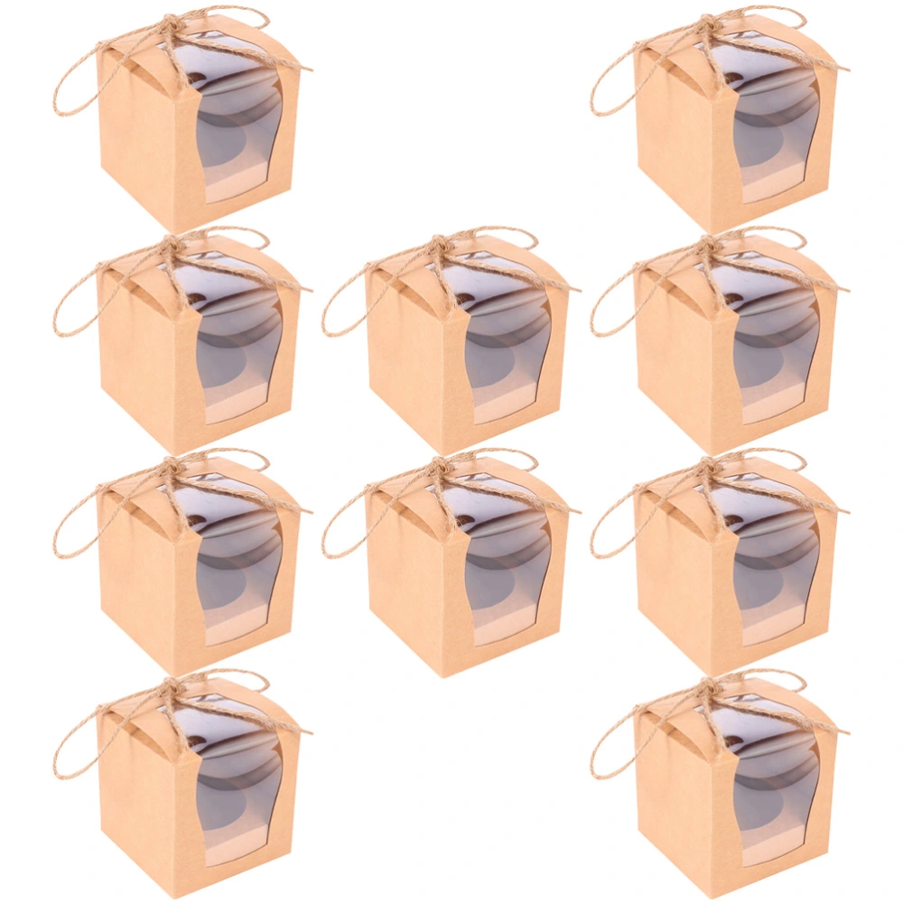 10pcs Cupcake Box Bakery Box With Window Individual Paper Cupcake Container