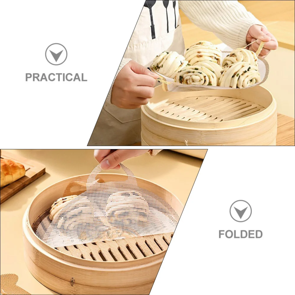 2pcs Reusable Silicone Steamer Liners Mesh Mats Dumpling Mats For Home Kitchen