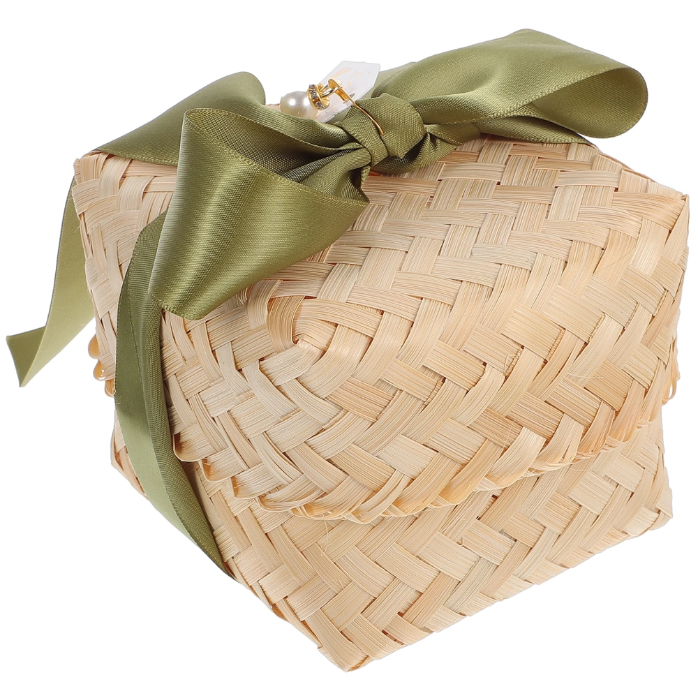 Woven Gift Box with Ribbon Gift Storage Box Square Gift Box Gift Storage Container Gift Box