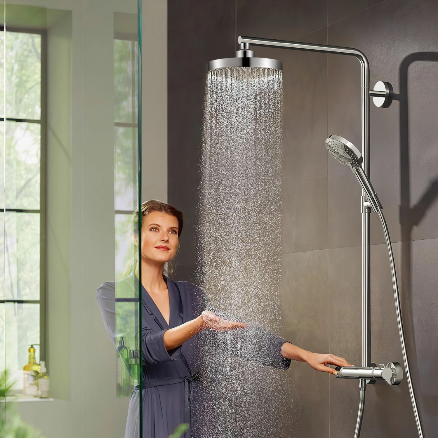 Shower Head Adjustable Angle High Pressure Waterfall Bathroom Showerhead Replacement