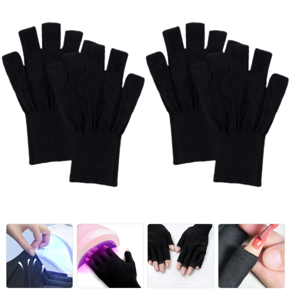 2 Pairs UV Gloves Gel Nails UV Protection Gloves Manicure Gloves Nail Art Supplies