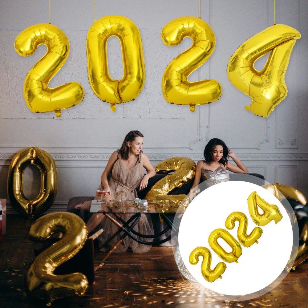 1 Set 2024 Number New Year Balloons New Year Eve Party Decorative Graduation Party Balloons