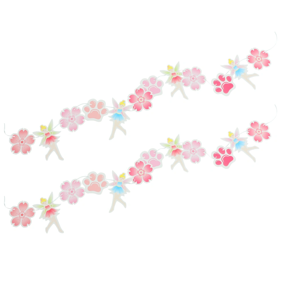 2pcs Ballet Girl Theme Banner Garland Party Ballet Girl Hanging Flag Birthday Party Banner Decors